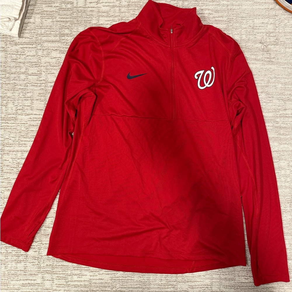 Washington Nationals Nike Dri Fit 1/4 Zip Pullover Red Men’s Size L Like New